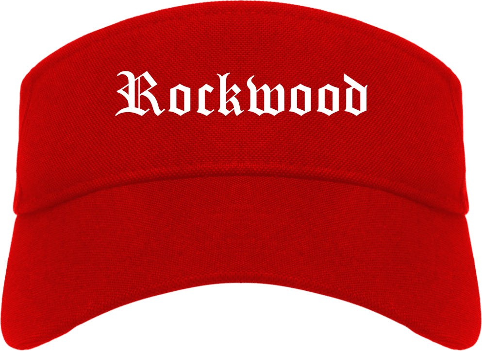 Rockwood Tennessee TN Old English Mens Visor Cap Hat Red