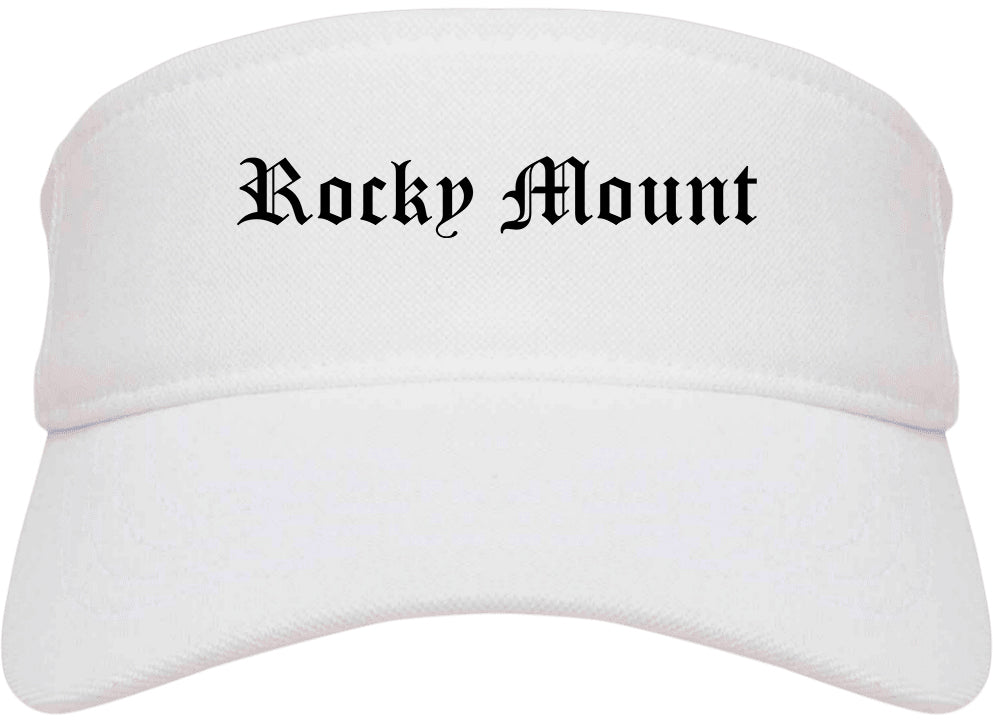 Rocky Mount North Carolina NC Old English Mens Visor Cap Hat White