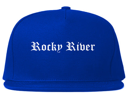 Rocky River Ohio OH Old English Mens Snapback Hat Royal Blue