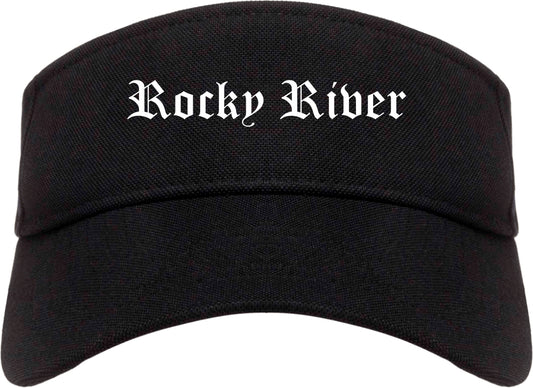 Rocky River Ohio OH Old English Mens Visor Cap Hat Black