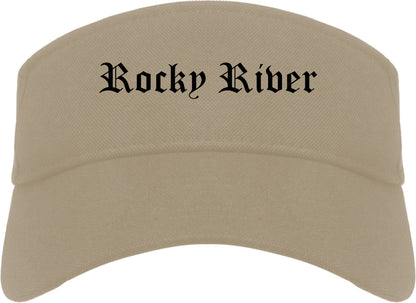 Rocky River Ohio OH Old English Mens Visor Cap Hat Khaki