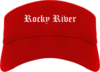 Rocky River Ohio OH Old English Mens Visor Cap Hat Red