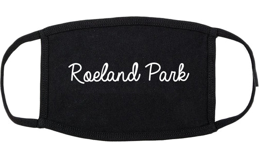Roeland Park Kansas KS Script Cotton Face Mask Black