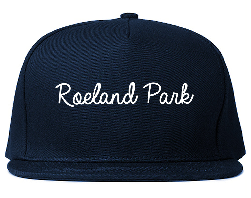 Roeland Park Kansas KS Script Mens Snapback Hat Navy Blue