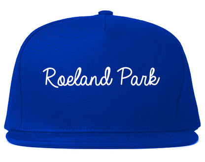 Roeland Park Kansas KS Script Mens Snapback Hat Royal Blue