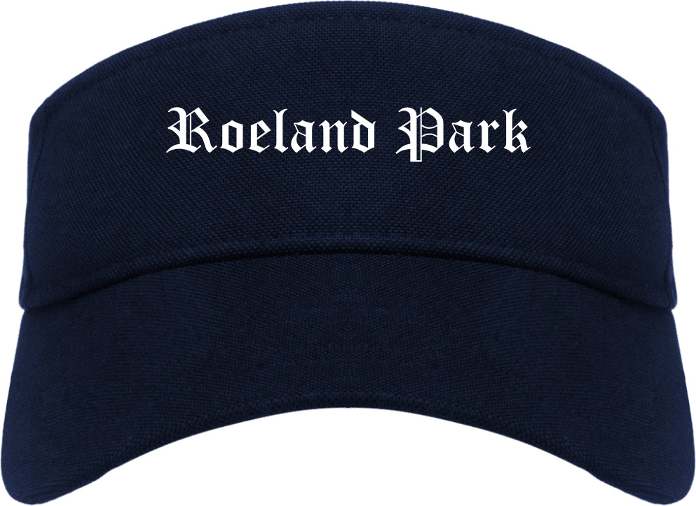 Roeland Park Kansas KS Old English Mens Visor Cap Hat Navy Blue