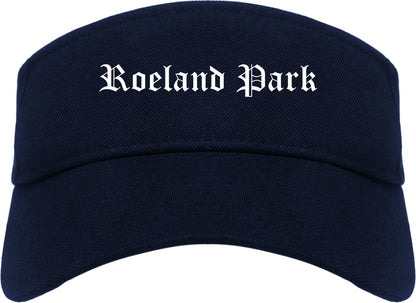 Roeland Park Kansas KS Old English Mens Visor Cap Hat Navy Blue