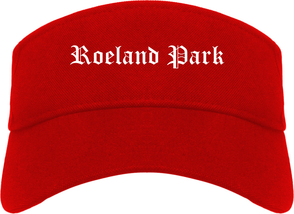 Roeland Park Kansas KS Old English Mens Visor Cap Hat Red