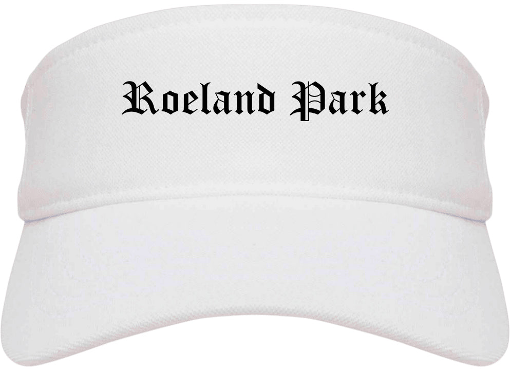 Roeland Park Kansas KS Old English Mens Visor Cap Hat White