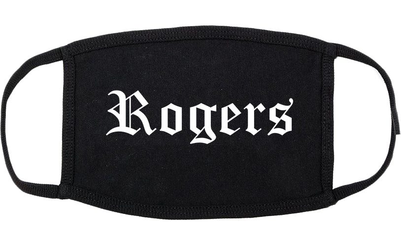 Rogers Arkansas AR Old English Cotton Face Mask Black