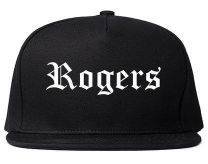 Rogers Arkansas AR Old English Mens Snapback Hat Black