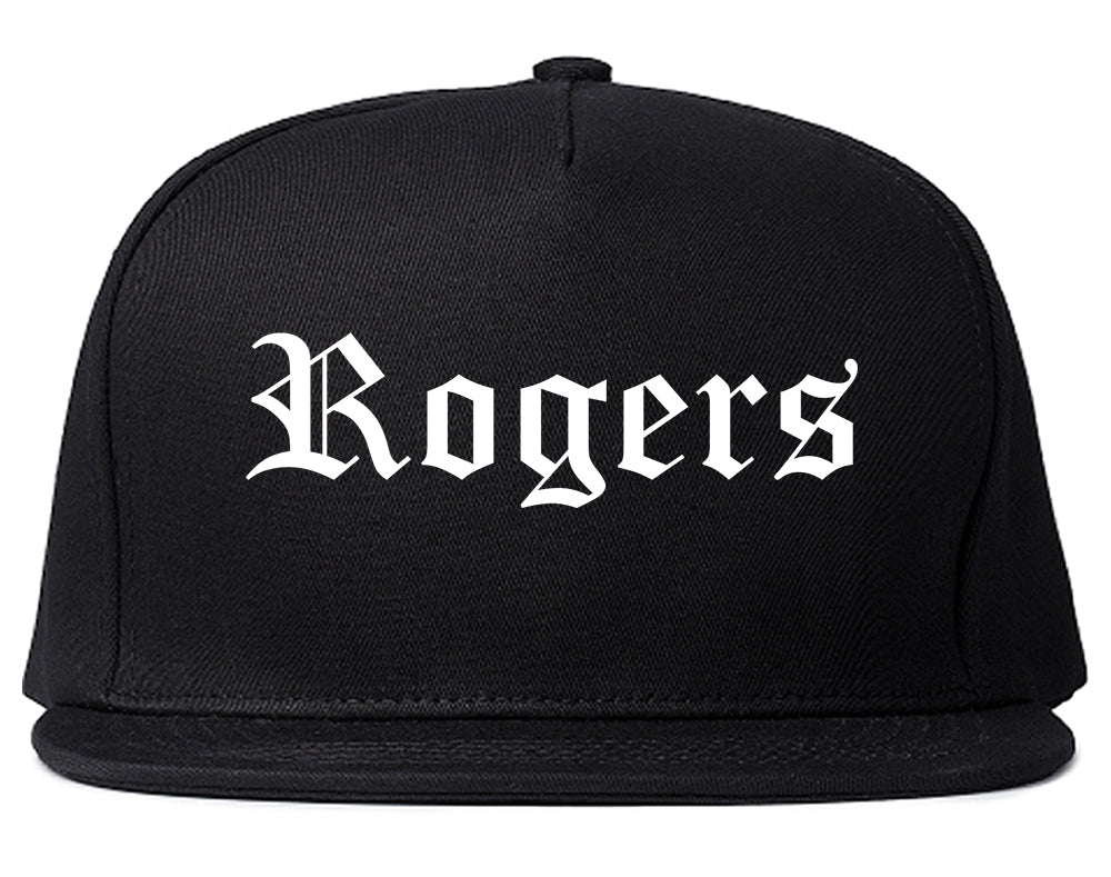 Rogers Arkansas AR Old English Mens Snapback Hat Black