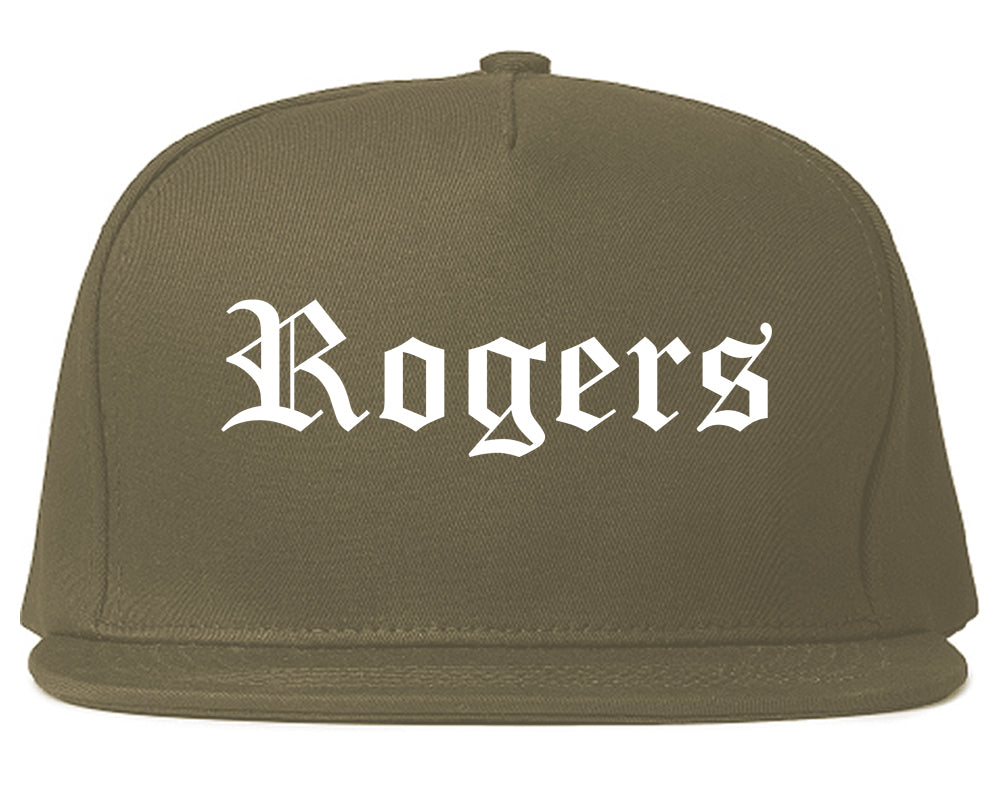 Rogers Arkansas AR Old English Mens Snapback Hat Grey