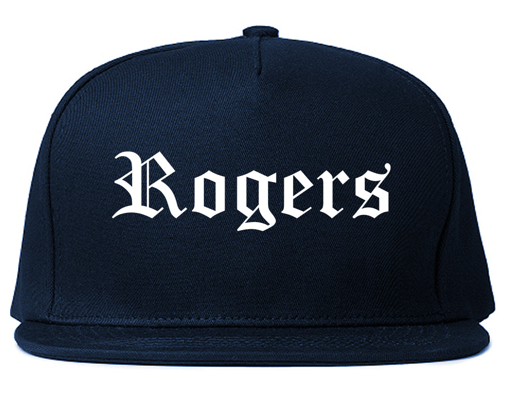 Rogers Arkansas AR Old English Mens Snapback Hat Navy Blue