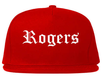 Rogers Arkansas AR Old English Mens Snapback Hat Red