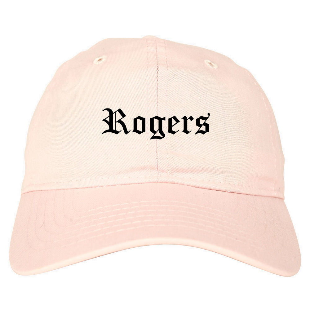 Rogers Arkansas AR Old English Mens Dad Hat Baseball Cap Pink