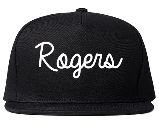 Rogers Arkansas AR Script Mens Snapback Hat Black