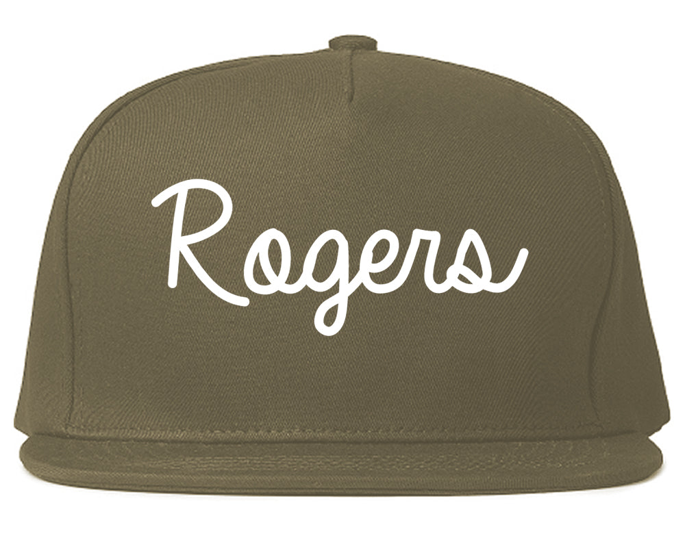 Rogers Minnesota MN Script Mens Snapback Hat Grey