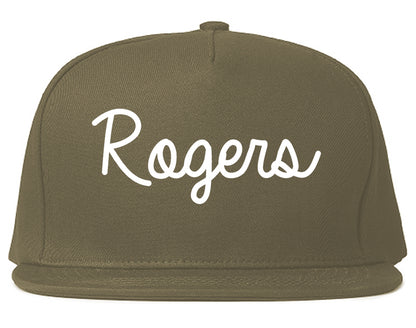 Rogers Minnesota MN Script Mens Snapback Hat Grey