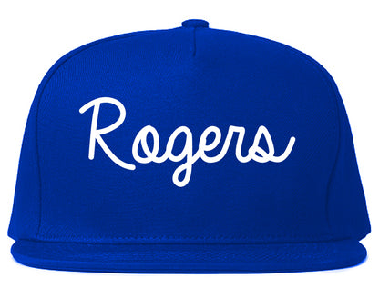 Rogers Minnesota MN Script Mens Snapback Hat Royal Blue