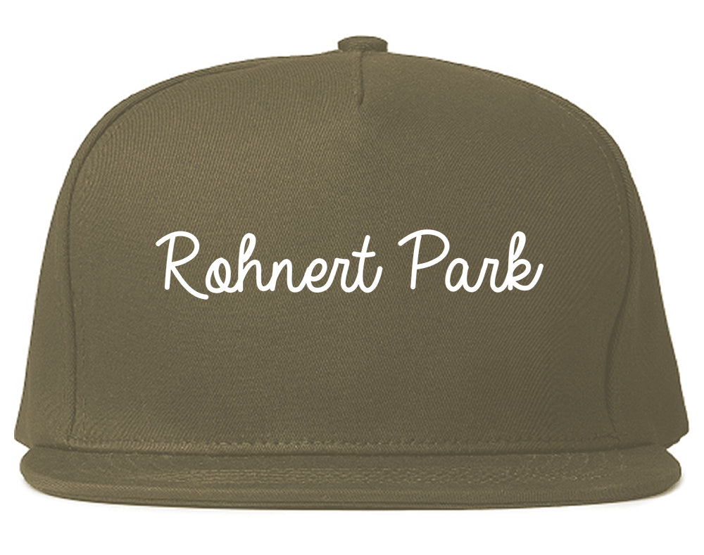 Rohnert Park California CA Script Mens Snapback Hat Grey