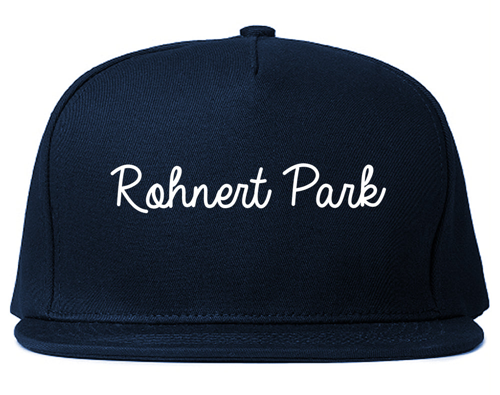 Rohnert Park California CA Script Mens Snapback Hat Navy Blue
