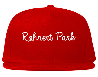 Rohnert Park California CA Script Mens Snapback Hat Red