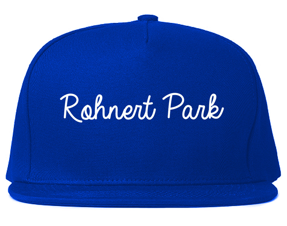 Rohnert Park California CA Script Mens Snapback Hat Royal Blue