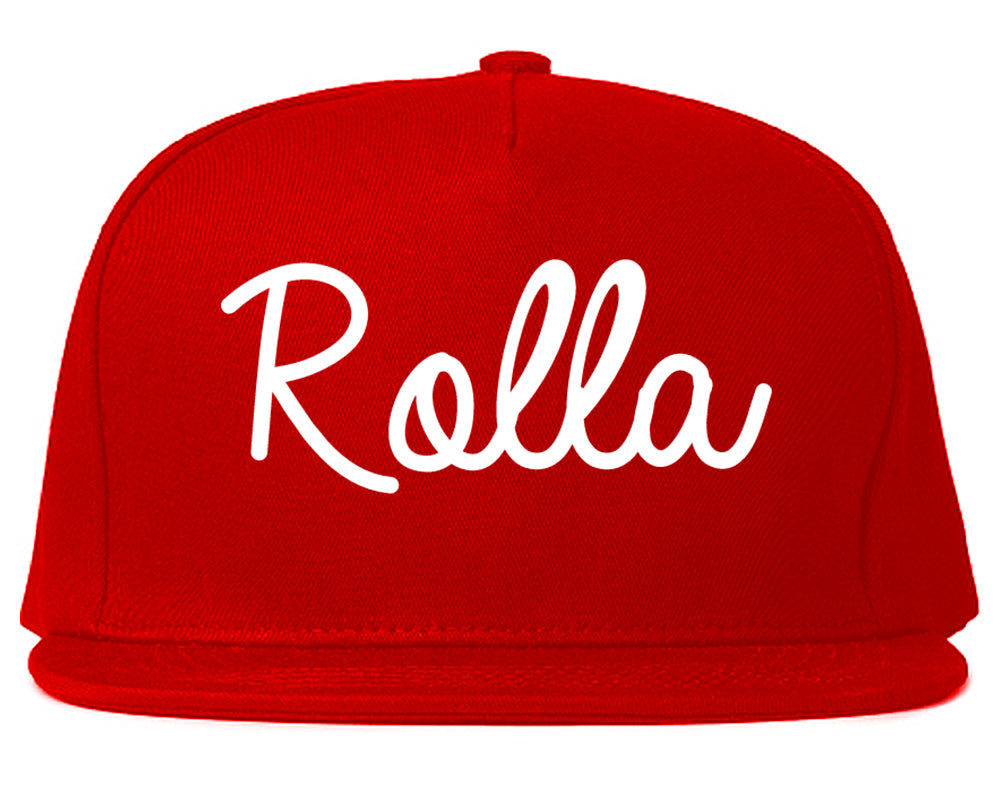 Rolla Missouri MO Script Mens Snapback Hat Red