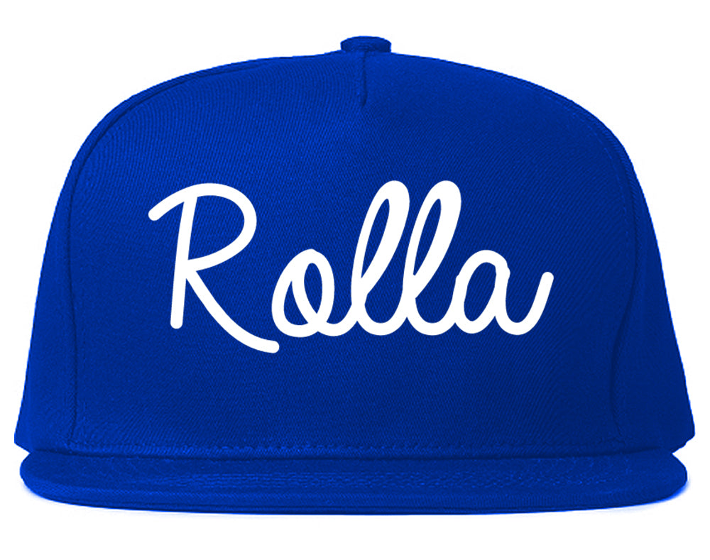 Rolla Missouri MO Script Mens Snapback Hat Royal Blue