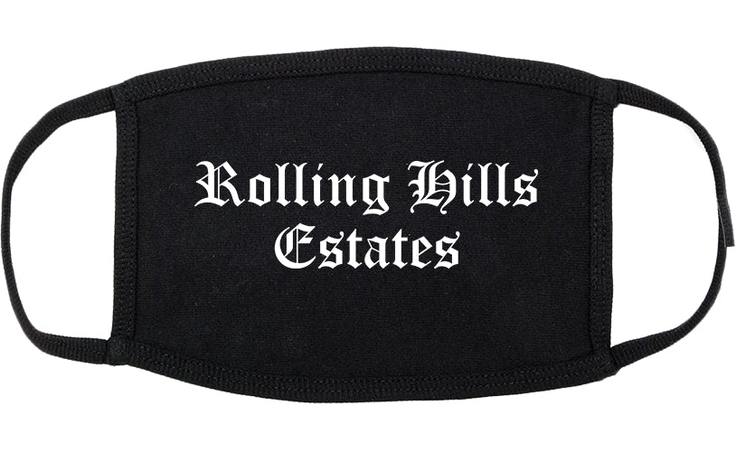 Rolling Hills Estates California CA Old English Cotton Face Mask Black