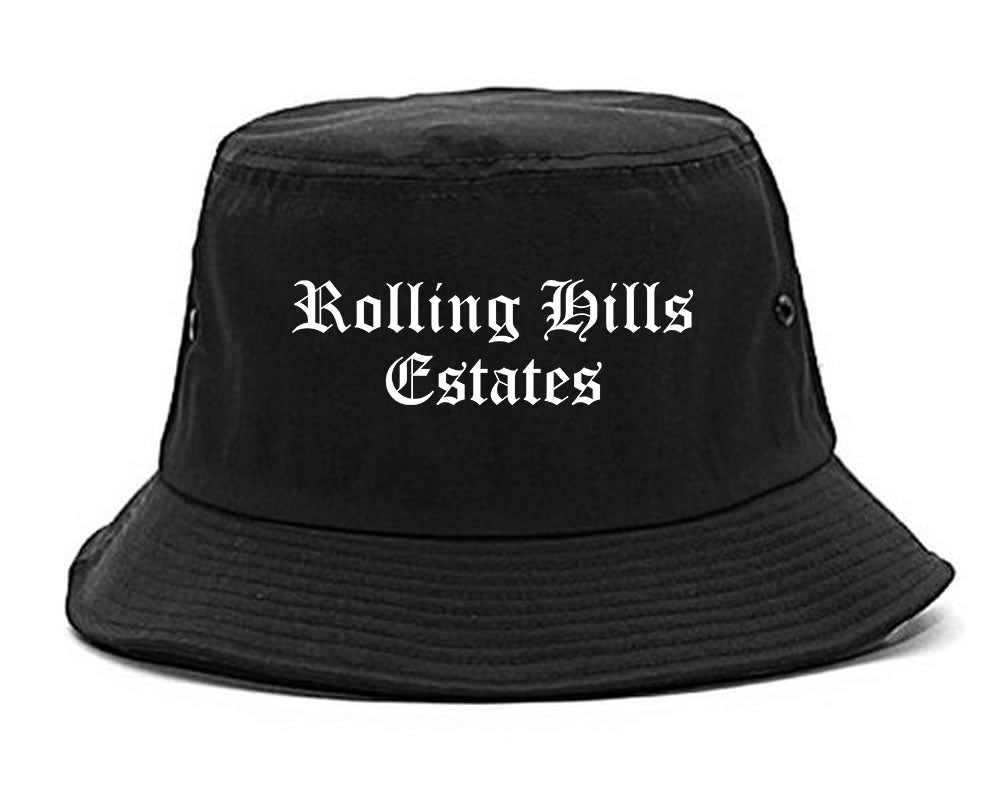 Rolling Hills Estates California CA Old English Mens Bucket Hat Black