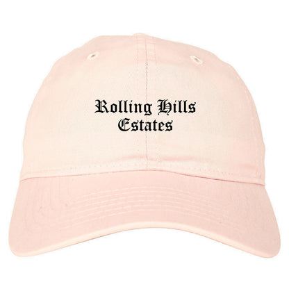 Rolling Hills Estates California CA Old English Mens Dad Hat Baseball Cap Pink