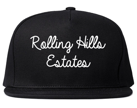 Rolling Hills Estates California CA Script Mens Snapback Hat Black