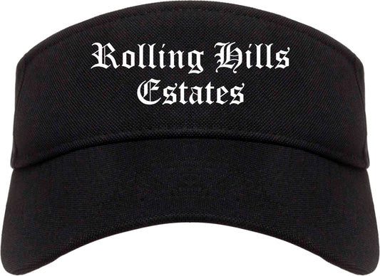 Rolling Hills Estates California CA Old English Mens Visor Cap Hat Black
