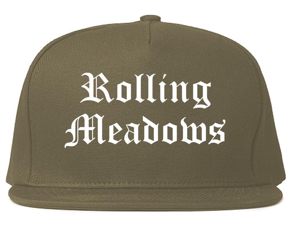 Rolling Meadows Illinois IL Old English Mens Snapback Hat Grey