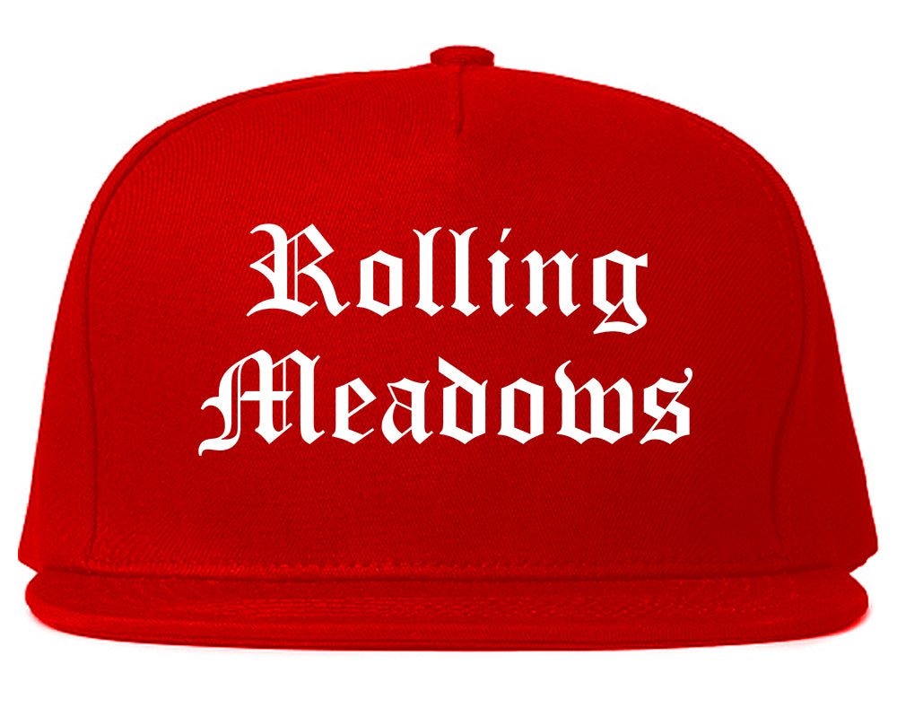 Rolling Meadows Illinois IL Old English Mens Snapback Hat Red