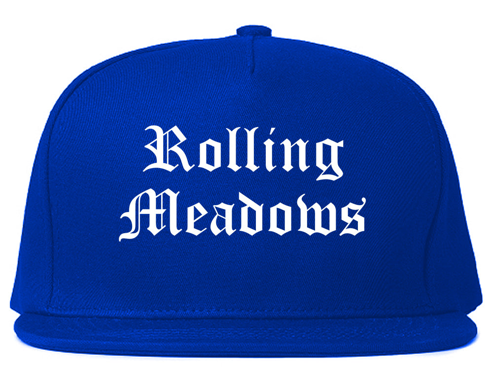Rolling Meadows Illinois IL Old English Mens Snapback Hat Royal Blue