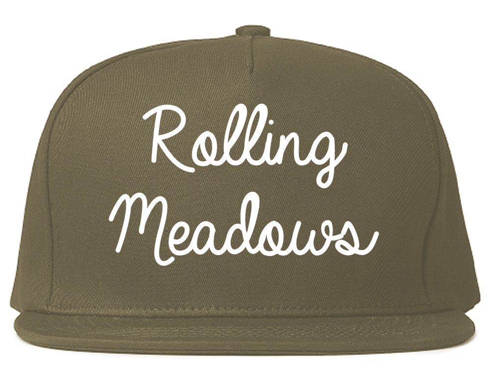 Rolling Meadows Illinois IL Script Mens Snapback Hat Grey