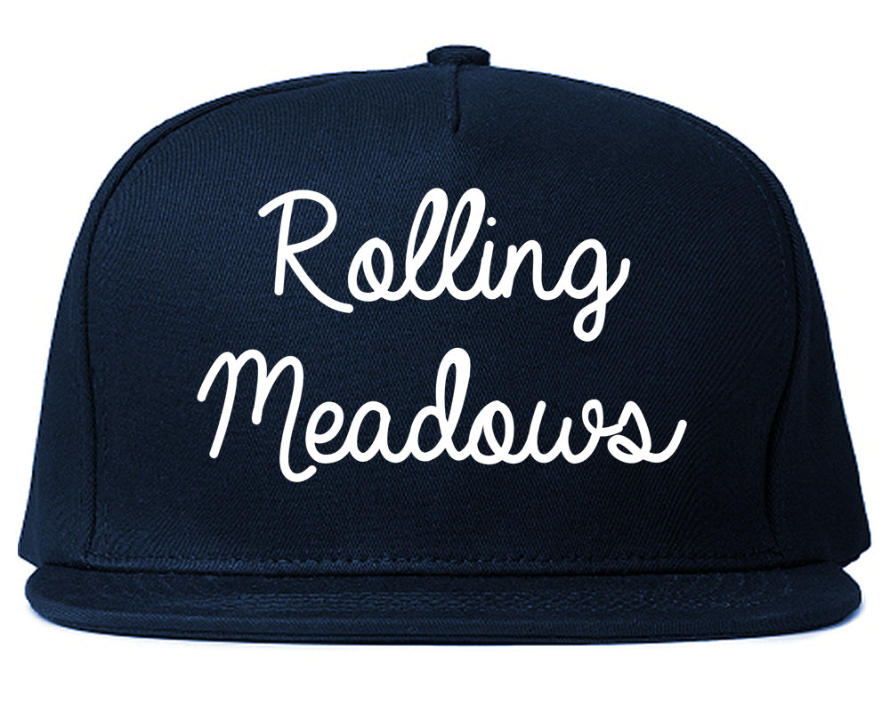 Rolling Meadows Illinois IL Script Mens Snapback Hat Navy Blue