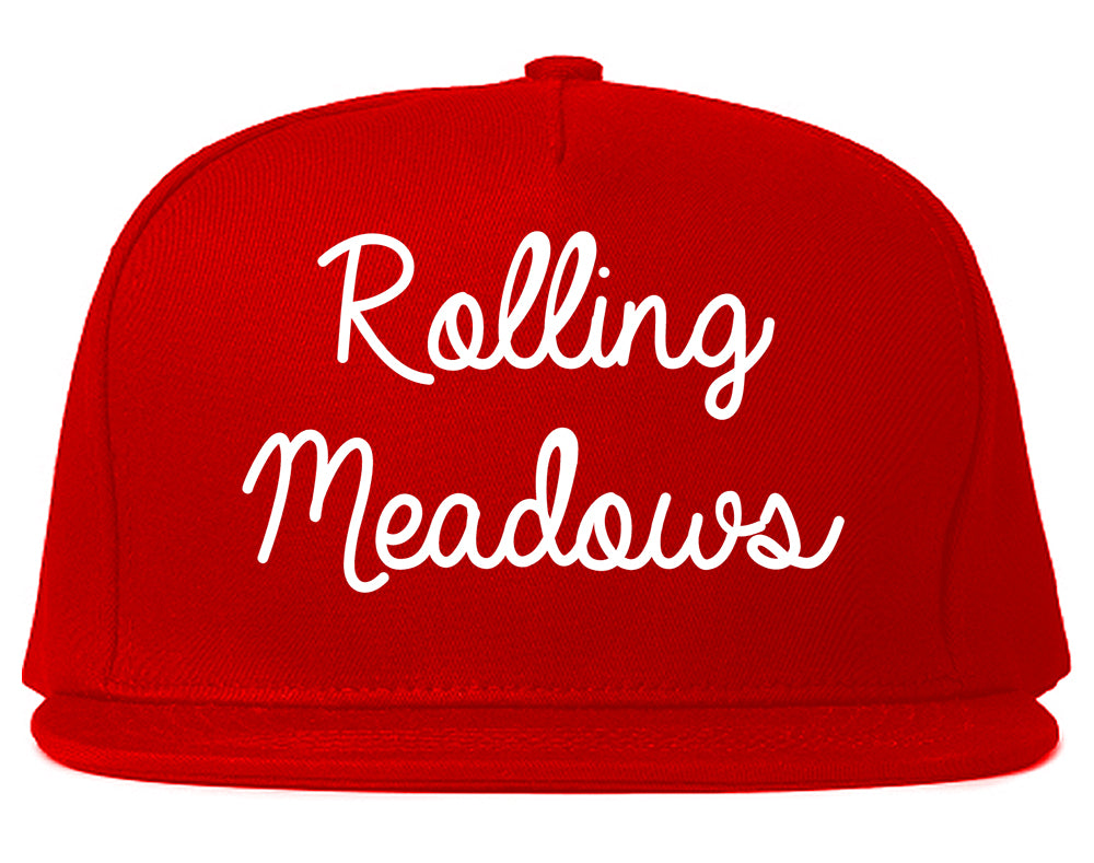 Rolling Meadows Illinois IL Script Mens Snapback Hat Red