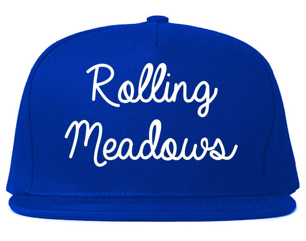 Rolling Meadows Illinois IL Script Mens Snapback Hat Royal Blue
