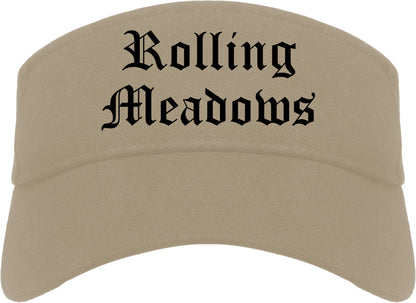 Rolling Meadows Illinois IL Old English Mens Visor Cap Hat Khaki