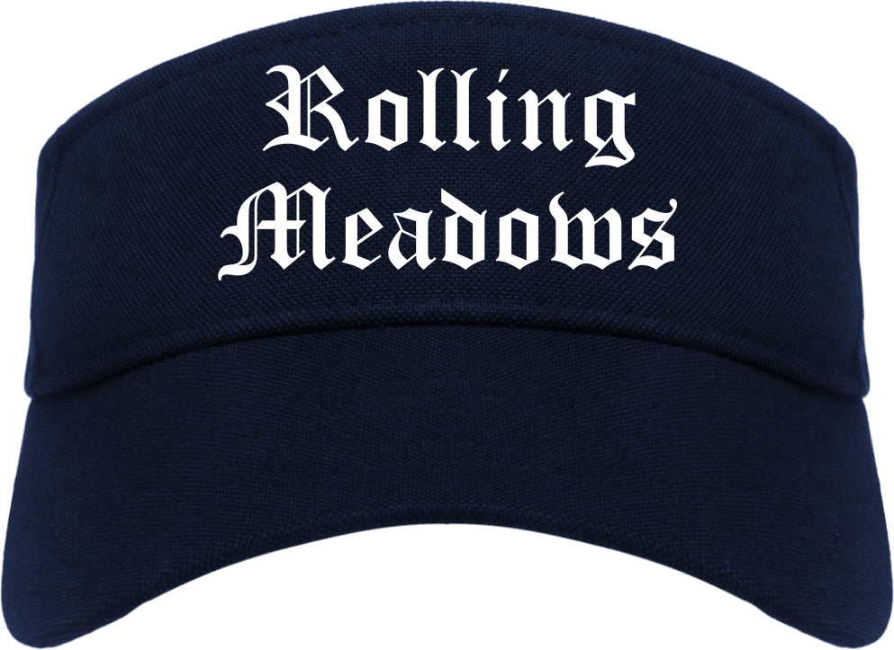 Rolling Meadows Illinois IL Old English Mens Visor Cap Hat Navy Blue