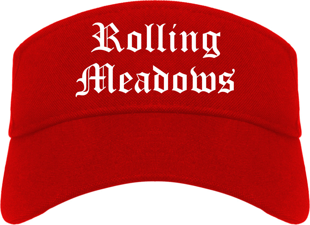 Rolling Meadows Illinois IL Old English Mens Visor Cap Hat Red