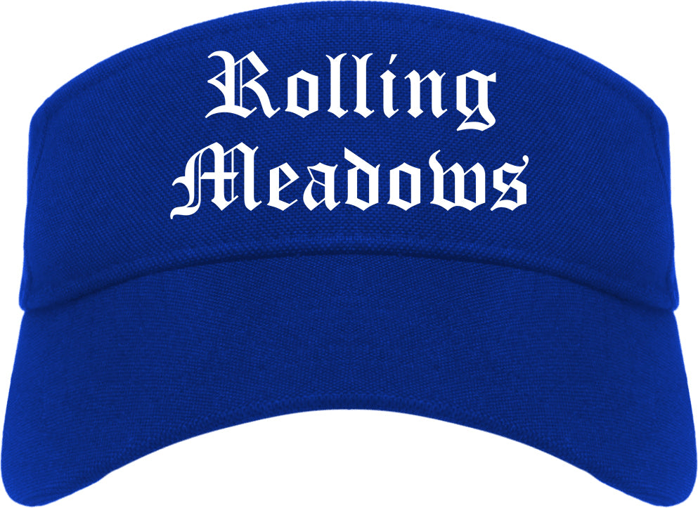 Rolling Meadows Illinois IL Old English Mens Visor Cap Hat Royal Blue
