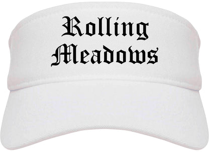 Rolling Meadows Illinois IL Old English Mens Visor Cap Hat White