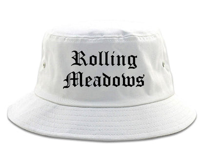 Rolling Meadows Illinois IL Old English Mens Bucket Hat White
