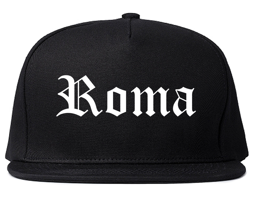 Roma Texas TX Old English Mens Snapback Hat Black