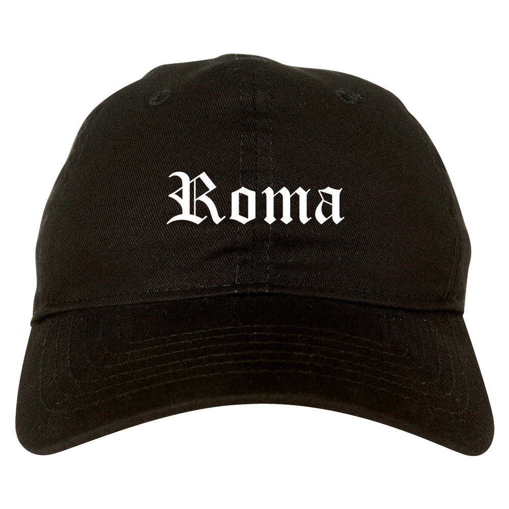 Roma Texas TX Old English Mens Dad Hat Baseball Cap Black